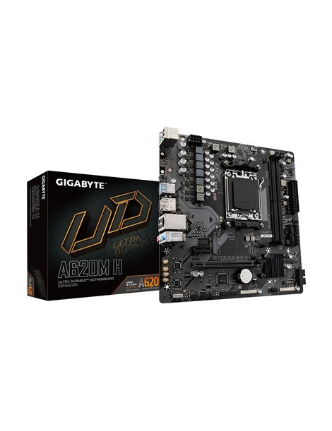 Gigabyte A620M H Ultra Durable AMD AM5 Socket Motherboard  Micro-ATX  2x DDR5 Slots  1x M.2 Socket  GbE LAN  1x DisplayPort / 1x HDMI Port