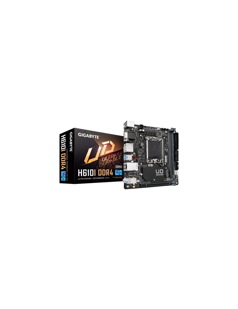 Gigabyte H610I DDR4 Ultra Durable Intel 1700 Socket Motherboard  Mini-ITX  2x DDR4 Slots  1x M.2 Socket  GbE LAN  1x D-Sub / 2x DisplayPorts / 1x HDMI Port