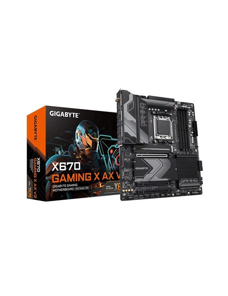 Gigabyte X670 GAMING X AX V2 AMD AM5 Socket Motherboard  ATX  4x DDR5 Slots  4x M.2 Sockets  2x USB-C Port  Fitted I/O Shield  2.5GbE LAN  Wi-Fi 6E  1x HDMI Port