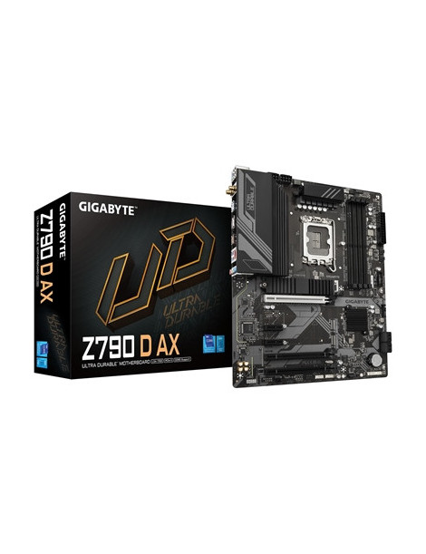 Gigabyte Z790 D AX Ultra Durable Intel 1700 Socket Motherboard  ATX  4x DDR5 Slots  3x M.2 Sockets  2x USB-C Port  2.5GbE LAN  Wi-Fi 6E  1x DisplayPort / 1x HDMI Port