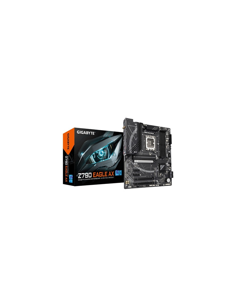 Gigabyte Z790 EAGLE AX Intel 1700 Socket Motherboard  ATX  4x DDR5 Slots  3x M.2 Sockets  2x USB-C Port  Fitted I/O Shield  2.5GbE LAN  Wi-Fi 6E  1x DisplayPort / 1x HDMI Port