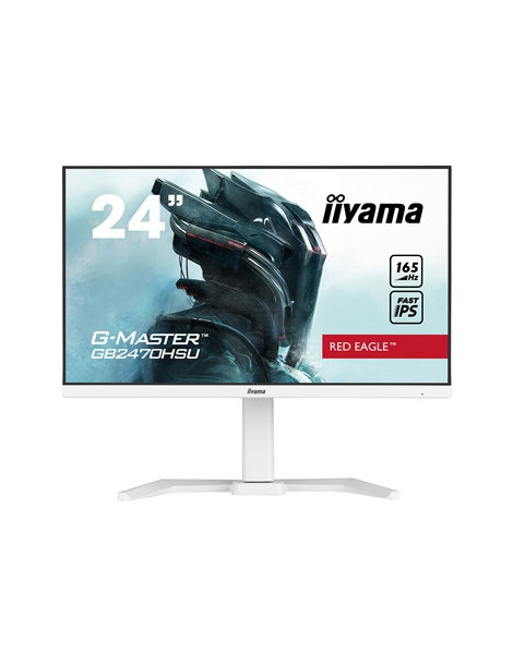 iiyama G-MASTER GB2470HSU-B5 Red Eagle 23.8 inch IPS Monitor  Full HD  0.8ms  HDMI  DisplayPort  USB Hub  Freesync  165Hz  Speakers  Internal PSU  Height Adjustable  Pivot  VESA  White