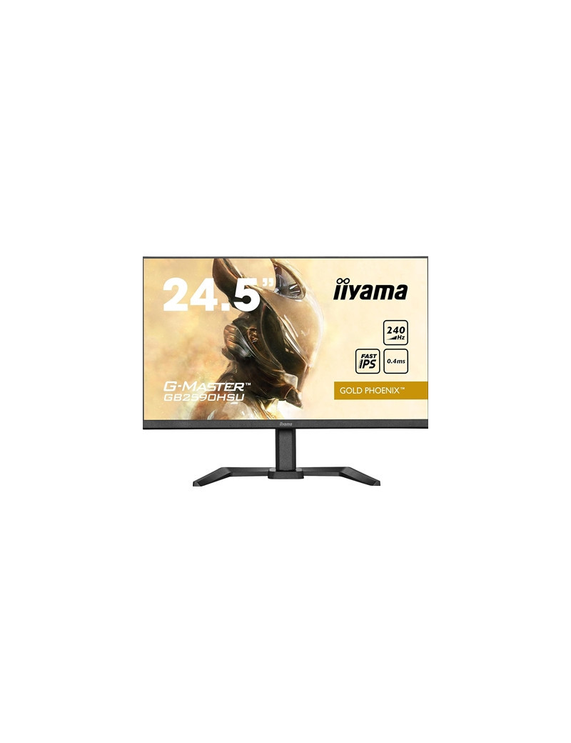 iiyama G-Master Gold Phoenix Gaming Monitor GB2590HSU-B5 24.5 Inch  Black  Ultra Slim Bezel  Full HD  240Hz  0.4ms  FreeSync  HDMI  Display Port  USB Hub  Int PSU  Height Adjustable  Pivot  VESA