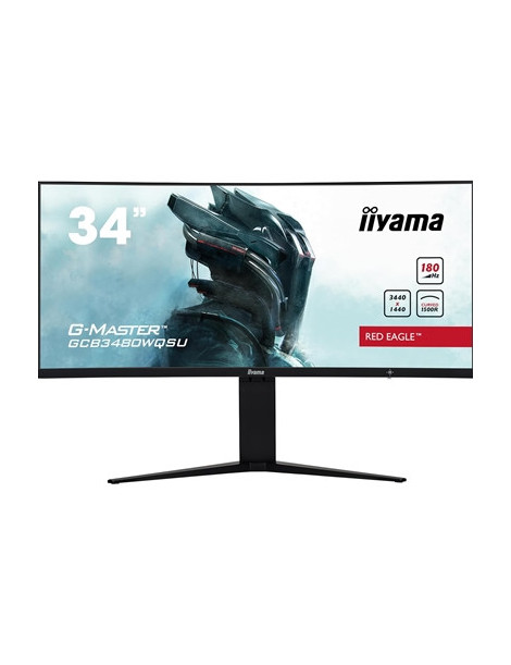 iiyama G-Master GCB3480WQSU-B1 34 Inch Red Eagle Ultra Wide Curved Gaming Monitor  Black  3440x1440  0.4ms  180hz  FreeSync  HDMI  Display Port  USB Hub  Speakers  Int PSU  Height Adjustable  VESA