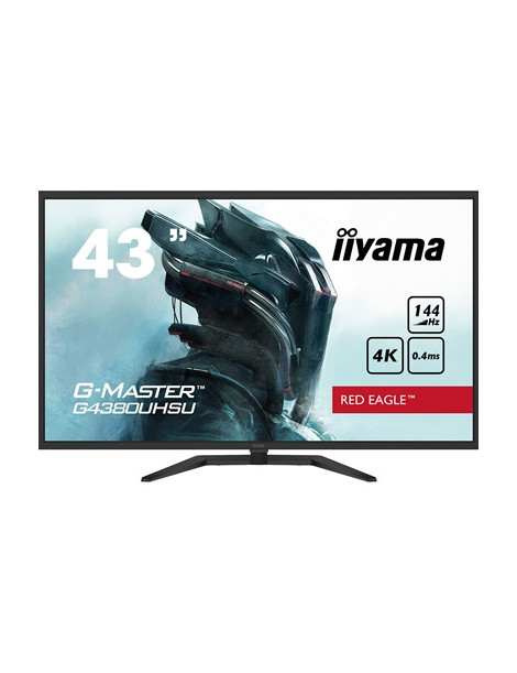 iiyama G-Master G4380UHSU-B1 Red Eagle 43 Inch 4K Gaming Monitor  Black  VA panel  144hz  0.4ms  FreeSync  HDMI  DisplayPort  USB Hub  Int PSU  Speakers  VESA