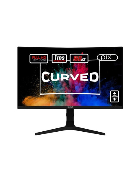 piXL CM27C7 27 Inch Curved Monitor  165Hz  1ms  Frameless  Freesync / G-Sync  Full HD  HDMI  Display Port  USB  Black with RGB Lighting  VESA Mount  Height Adjustable