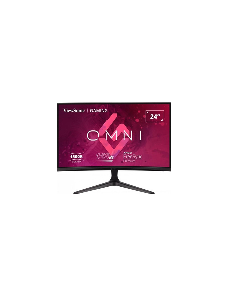 ViewSonic Omni VX2418C 24 Inch LED Curved Gaming Monitor  1920x1080 Full HD (1080p)  165Hz  VA  250 cd/m  3000:1  Freesync  1 ms   2xHDMI  DisplayPort  Speakers