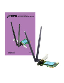 Prevo 1200mbps AC1200 PCI-Express Dual Band Wireless AC Adapter with Detachable Antennas and Additional Low Profile Bracket