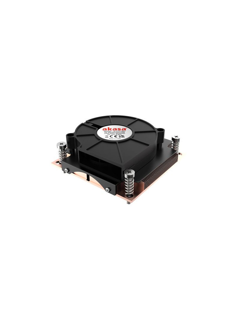 Akasa AK-CC7401BP01 1U Low Profile Intel CPU Cooler w/ Side Blower Fan  Intel 1700  1200 & 115x  PWM Fan  Up to 95W TDP