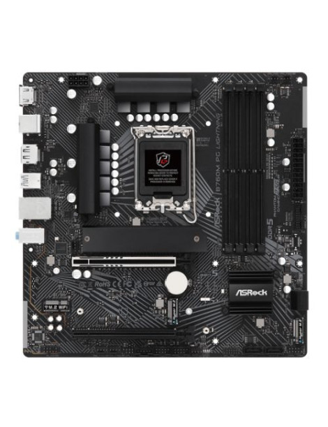 Asrock B760M PG LIGHTNING  Intel B760  1700  Micro ATX  4 DDR5  HDMI  DP  2.5G LAN  PCIe5  3x M.2