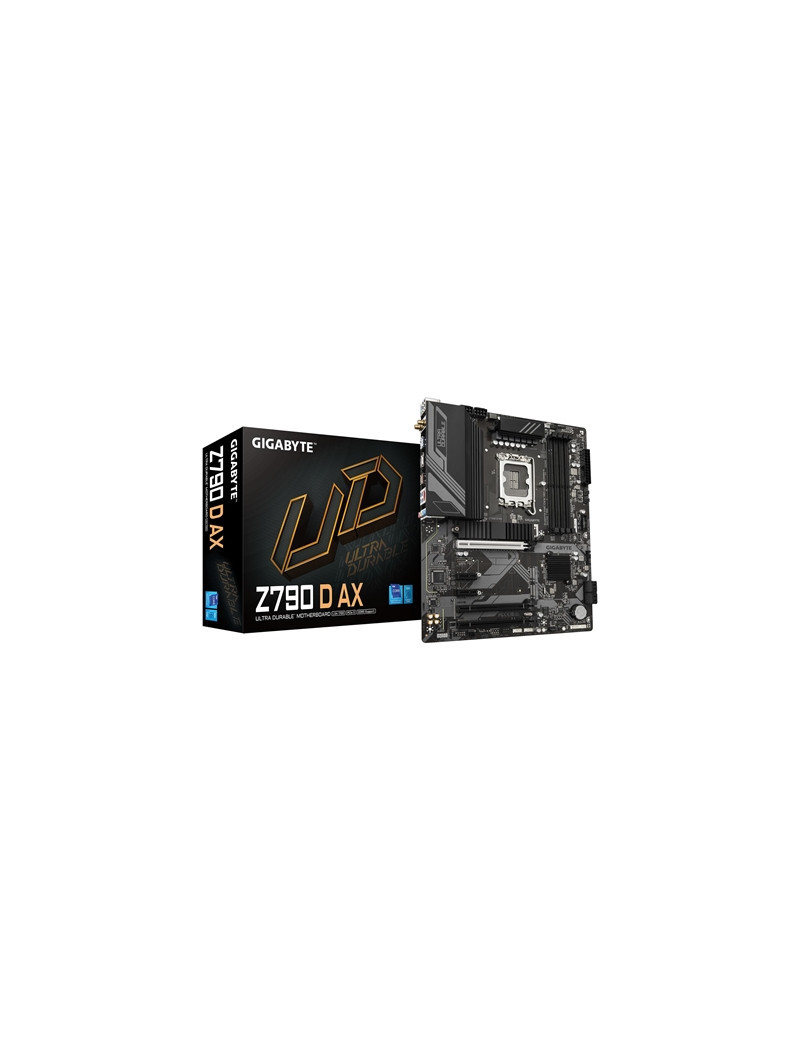 Gigabyte Z790 D AX Ultra Durable Intel 1700 Socket Motherboard  ATX  4x DDR5 Slots  3x M.2 Sockets  2x USB-C Port  2.5GbE LAN  Wi-Fi 6E  1x DisplayPort / 1x HDMI Port