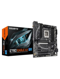 Gigabyte Z790 EAGLE AX Intel 1700 Socket Motherboard  ATX  4x DDR5 Slots  3x M.2 Sockets  2x USB-C Port  Fitted I/O Shield  2.5GbE LAN  Wi-Fi 6E  1x DisplayPort / 1x HDMI Port