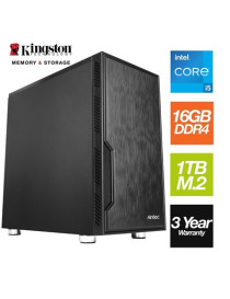 Intel i5 12400 6 Core 12 Thread 2.50GHz (4.40GHz Boost)  16GB Kingston RAM  1TB Kingston NVMe M.2  WiFi 6 + BT 5.2 - Antec VSK Chassis - Pre-Built PC