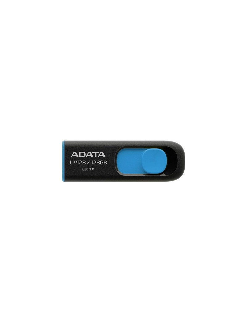 Adata UV128 128GB USB 3.2 Gen 1 Flash Drive  Capless Design  Black/Blue