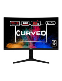 piXL CM27C7 27 Inch Curved Monitor  165Hz  1ms  Frameless  Freesync / G-Sync  Full HD  HDMI  Display Port  USB  Black with RGB Lighting  VESA Mount  Height Adjustable