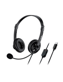 Genius HS-230U Headset with Mic  USB-C Connection  Plug and Play  Adjustable Headband and microphone with In-line Volume Control  Black