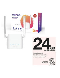 Strong 4GROUTER300MUK 4G LTE CAT4 Unlocked Mobile Broadband Wireless Router (Including 1 x Three 3G 4G & 5G-Ready 24GB Prepaid Mobile Broadband Trio SIM Card)