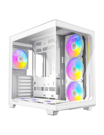 Antec C5 ARGB Dual Chamber Gaming Case w/ Glass Side & Front  ATX  7x ARGB Fans  Fan Controller  LED Control Button  USB-C  Asus BTF Compatible  White