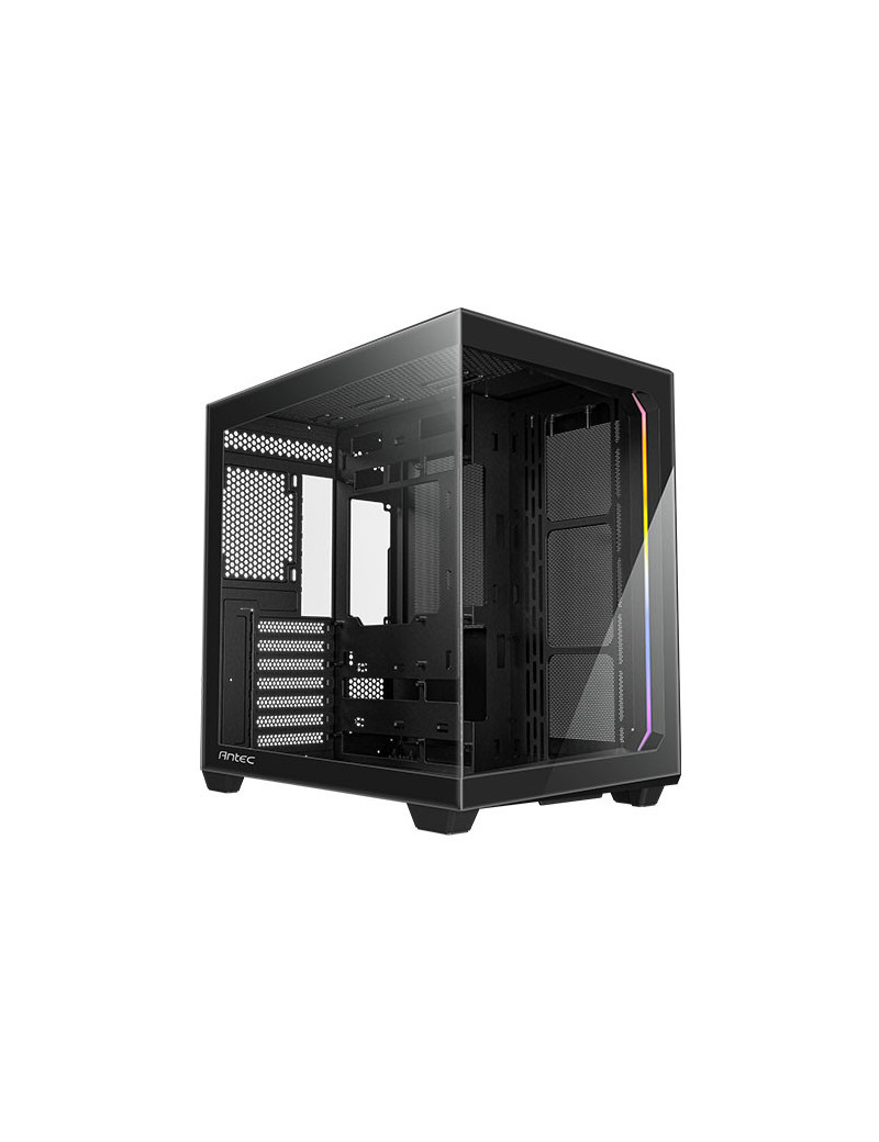 Antec C5 Dual Chamber Gaming Case w/ Glass Side & Front  ATX  No Fans  ARGB Strip  USB-C  Asus BTF Compatible  Black