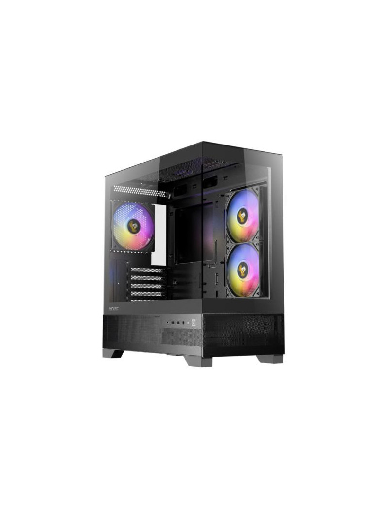 Antec CX500M RGB Gaming Case w/ Glass Side & Front  Micro ATX  3x RGB Fans  LED Button  410mm GPU Support  USB-C  Black