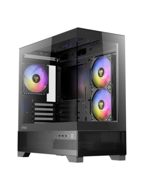 Antec CX500M RGB Gaming Case w/ Glass Side & Front  Micro ATX  3x RGB Fans  LED Button  410mm GPU Support  USB-C  Black