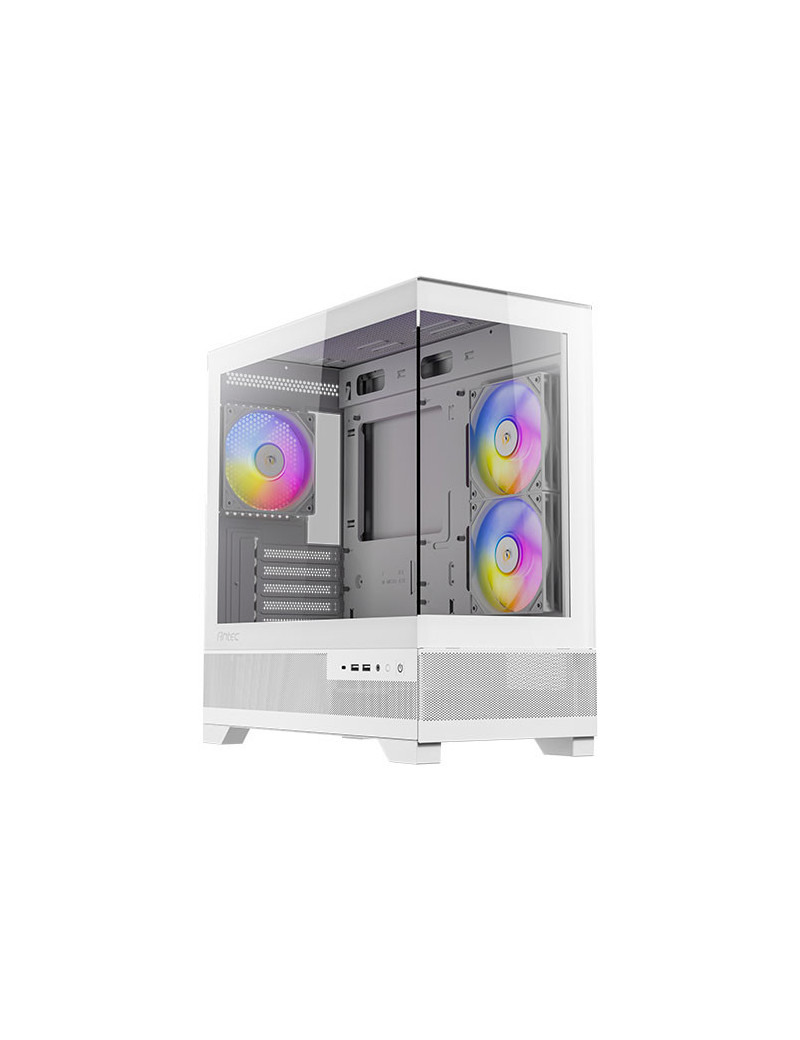 Antec CX500M RGB Gaming Case w/ Glass Side & Front  Micro ATX  3x RGB Fans  LED Button  410mm GPU Support  USB-C  White