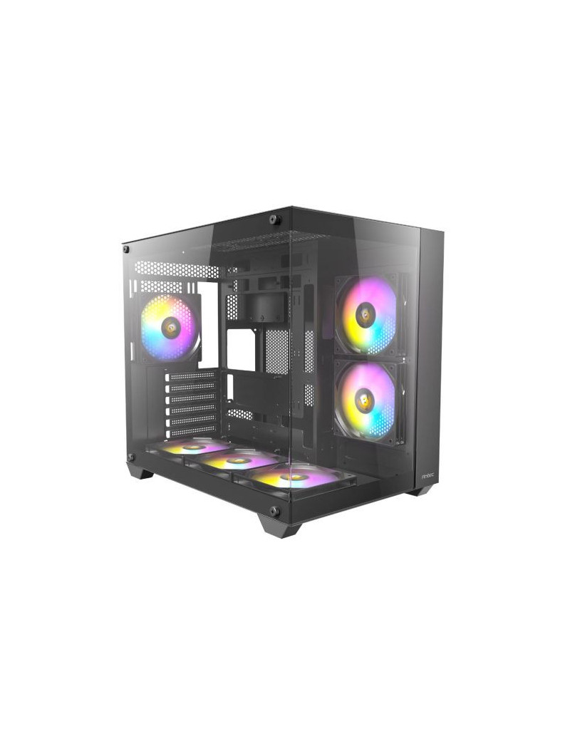 Antec CX800 RGB Elite Dual Chamber Gaming Case w/ Glass Side & Front  ATX  6x RGB Fans  LED Button  Asus BTF Compatible  Black