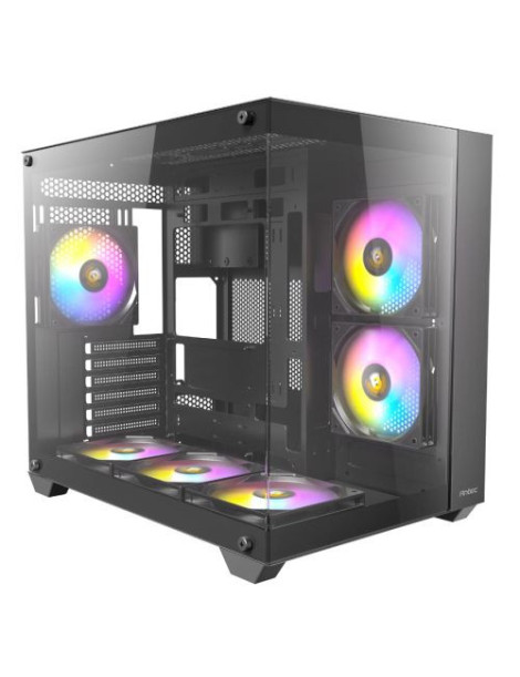 Antec CX800 RGB Elite Dual Chamber Gaming Case w/ Glass Side & Front  ATX  6x RGB Fans  LED Button  Asus BTF Compatible  Black