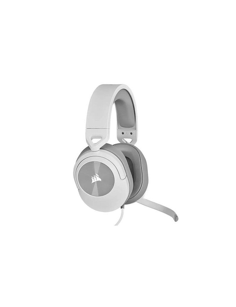 Corsair HS55 Stereo Gaming Headset  3.5mm Jack  Lightweight  Flip-To-Mute Mic  Memory Foam Earpads  White