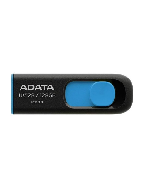 Adata UV128 128GB USB 3.2 Gen 1 Flash Drive  Capless Design  Black/Blue