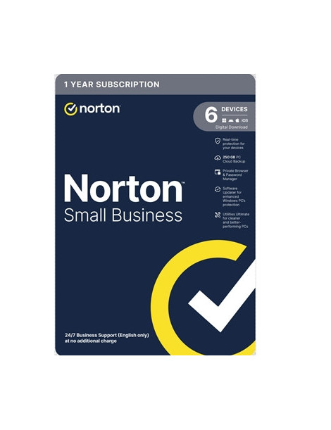 Norton Small Business  Antivirus Software  6 Devices  1-year Subscription  Includes 250GB of Cloud Storage  Dark Web Monitoring  Private Browser  24/7 Business Support  Activation Code by email - ESD