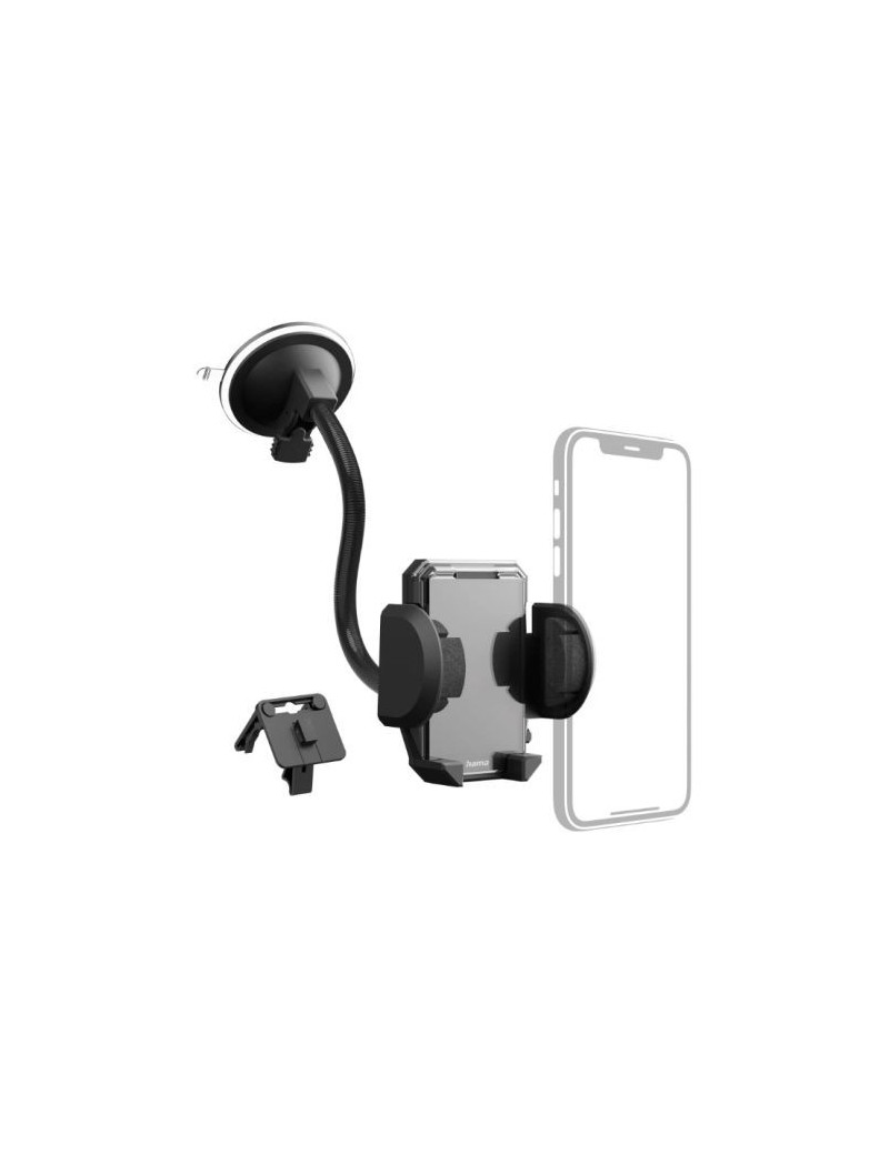 Hama (Multi) 2-in-1 Mobile Phone Holder  Suction Cup/Grating Clamp  Flexible Arm  360° Rotation