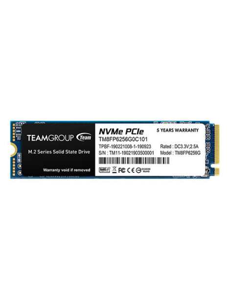 Team 256GB MP33 M.2 NVMe Gen3 SSD  M.2 2280  PCIe3  R/W 1600/1000 MB/s