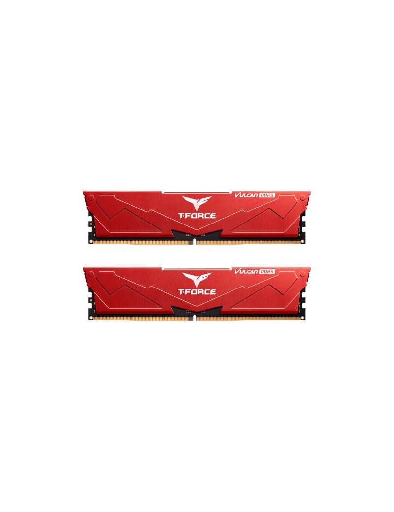 Team T-Force Vulcan 32GB Kit (2 x 16GB)  DDR5  6000MHz (PC5-48000)  CL38  ECC  XMP 3.0  PMIC  DIMM Memory  Red