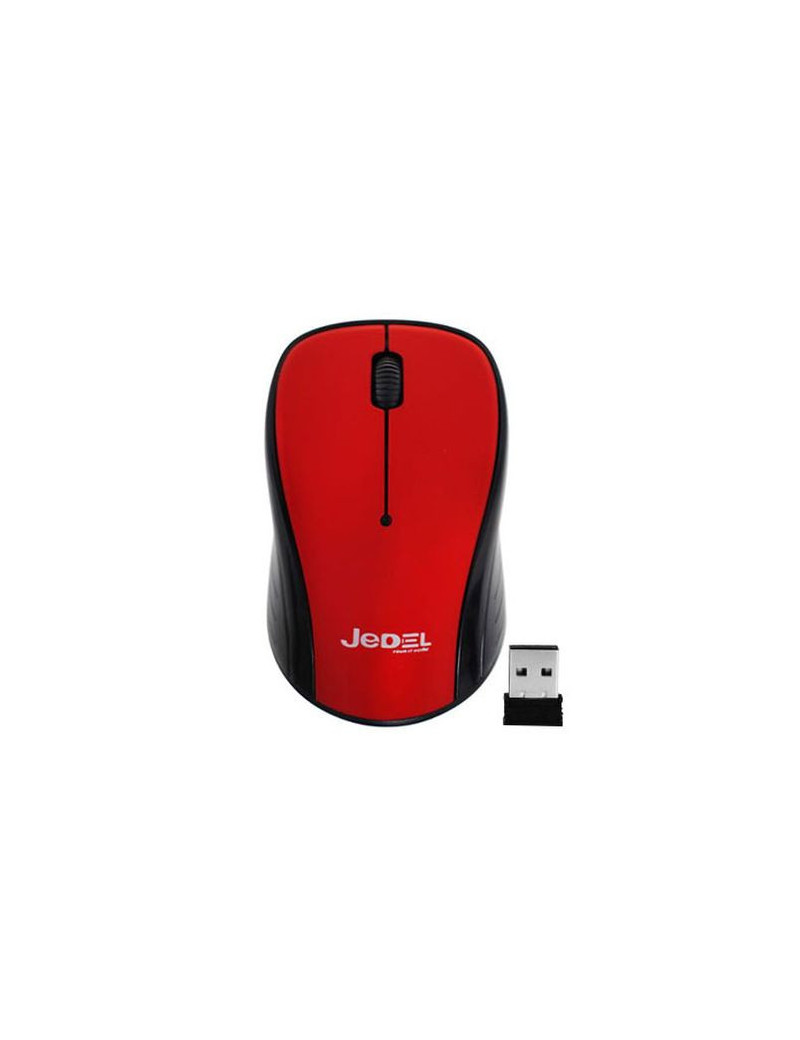 Jedel W920 Wireless Optical Mouse  1000 DPI  Nano USB  3 Buttons  Deep Red & Black