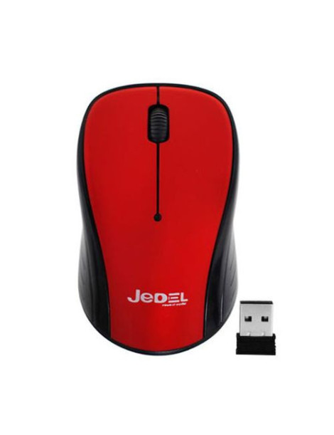 Jedel W920 Wireless Optical Mouse  1000 DPI  Nano USB  3 Buttons  Deep Red & Black