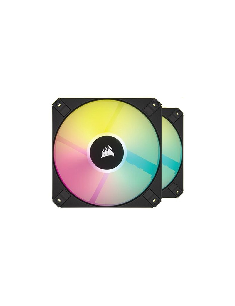 Corsair iCUE AF120 RGB SLIM 12cm PWM Case Fans (2 Pack)  8 ARGB LEDs  FDM Bearing  600-2000 RPM  RGB Controller Included  Black  2 Pack