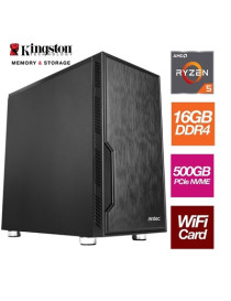 AMD Ryzen 5 5500GT 6 Core 12 Threads 3.60GHz (4.40GHz Boost) 16GB Kingston DDR4 RAM  500GB Kingston NVMe  with Wi-Fi 6 + BT Card - Stylish Black Antec Case - Pre-Built System