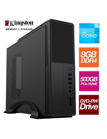 Small Form Factor - Intel i3 12100 4 Core 8 Thread 3.30GHz (4.30GHz Boost)  8GB Kingston RAM  500GB Kingston NVMe M.2 - DVDRW  Wi-Fi  - Small Foot Print for Home or Office Use - Pre-Built PC