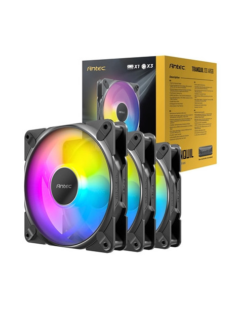 Antec Tranquil 120 ARGB 3-Pack Case Fans with Controller - 120mm High Performance PWM Fans with Addressable RGB Lighting and Fan Control Hub