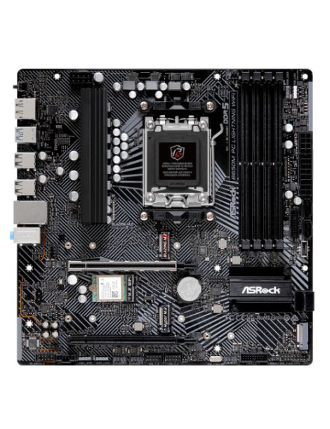 Asrock B650M PG LIGHTNING WIFI  AMD B650  AM5  Micro ATX  4 DDR5  HDMI  DP  Wi-Fi 6E  2.5G LAN  PCIe4  3x M.2