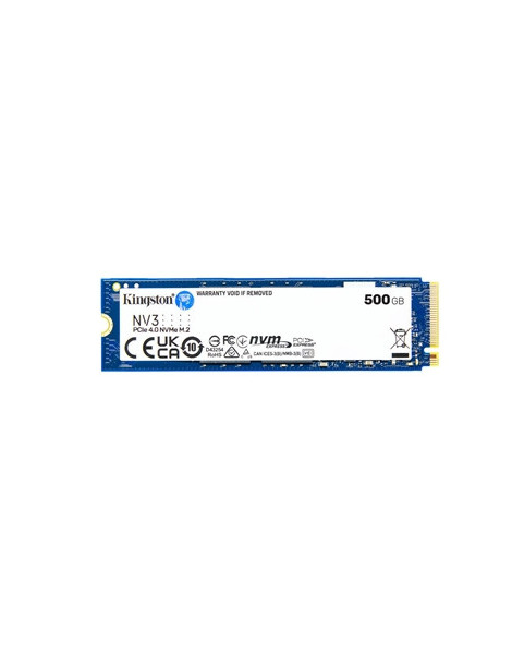 Kingston NV3 (SNV3S/500G) 500GB NVMe SSD  M.2 Interface  PCIe Gen4  2280  Read 6000 MB/s  Write 2200 MB/s  3 Year Warranty