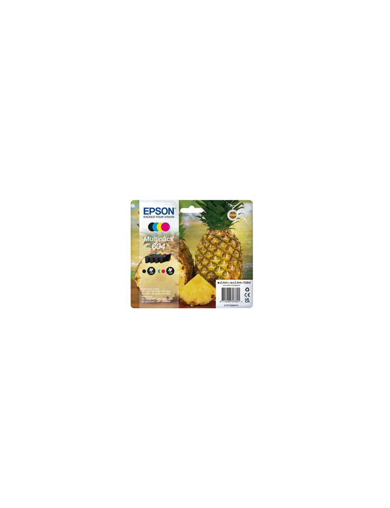 Epson 604 Multipack - Full Set of 4 Ink Cartridges - Pineapple (Original) C13T10G64010 Value Pack CMY (130 Pages) K (150 Pages)