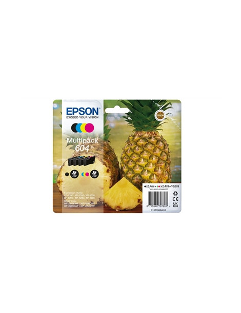 Epson 604 Multipack - Full Set of 4 Ink Cartridges - Pineapple (Original) C13T10G64010 Value Pack CMY (130 Pages) K (150 Pages)