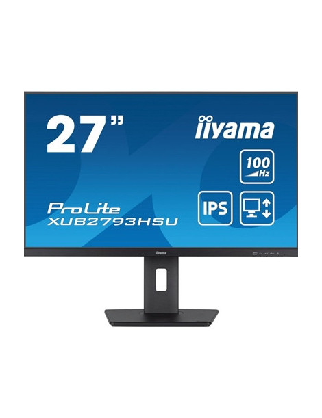 iiyama Prolite XU2793HS-B 27 inch IPS Monitor  Full HD  1ms  HDMI  DisplayPort  100Hz  Speakers  Black  Internal PSU  VESA