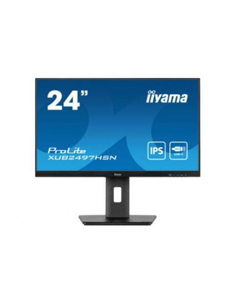 iiyama Prolite XUB2497HSN-B1 24 inch IPS Monitor  USB-C Dock  RJ45(LAN)  Full HD  1ms  HDMI  DisplayPort  USB-Hub  USB-C  100Hz  Speakers  Black  Internal PSU  VESA  Height Adjust  Pivot