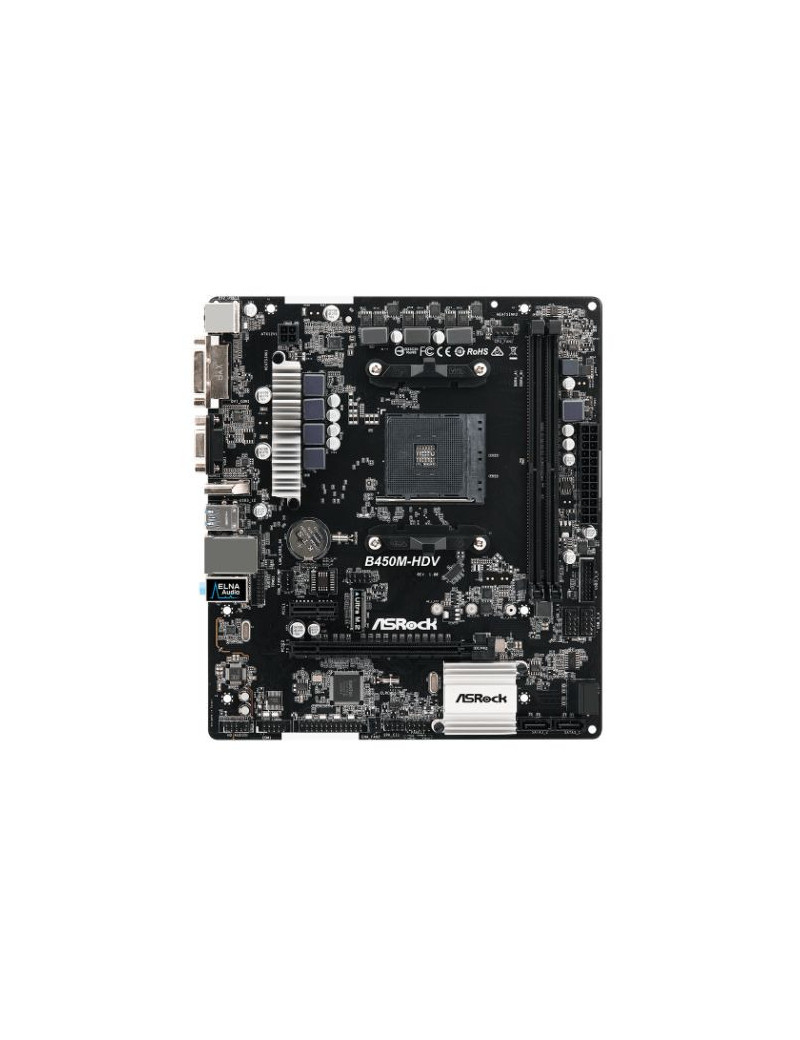 Asrock B450M-HDV R.40  AMD B450  AM4  Micro ATX  2 DDR4  VGA  DVI  HDMI  M.2