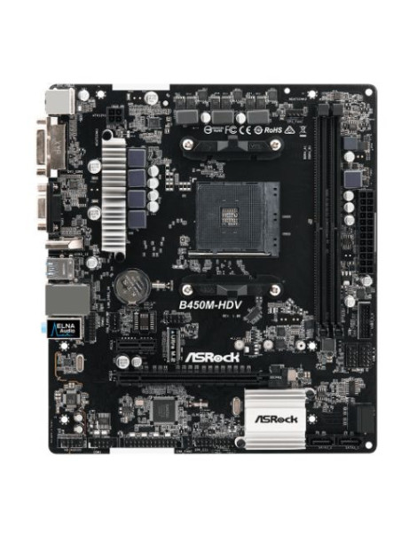 Asrock B450M-HDV R.40  AMD B450  AM4  Micro ATX  2 DDR4  VGA  DVI  HDMI  M.2