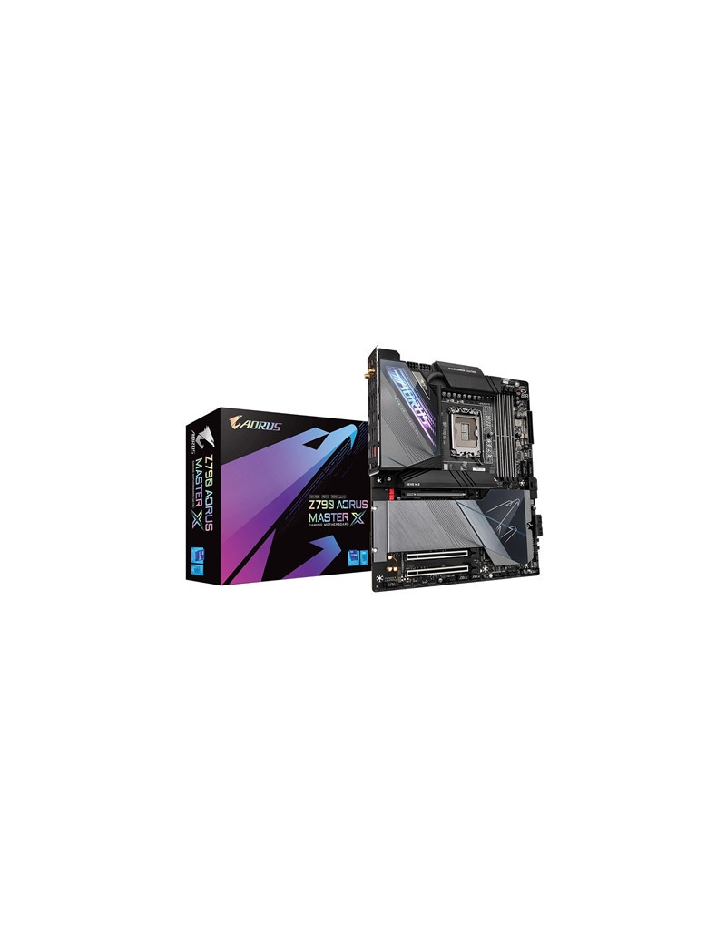 Gigabyte Z790 AORUS MASTER X Intel 1700 Socket Motherboard  E-ATX  4x DDR5 Slots  5x M.2 Sockets  4x USB-C Port  Fitted I/O Shield  10GbE LAN  Wi-Fi 7  1x HDMI Port