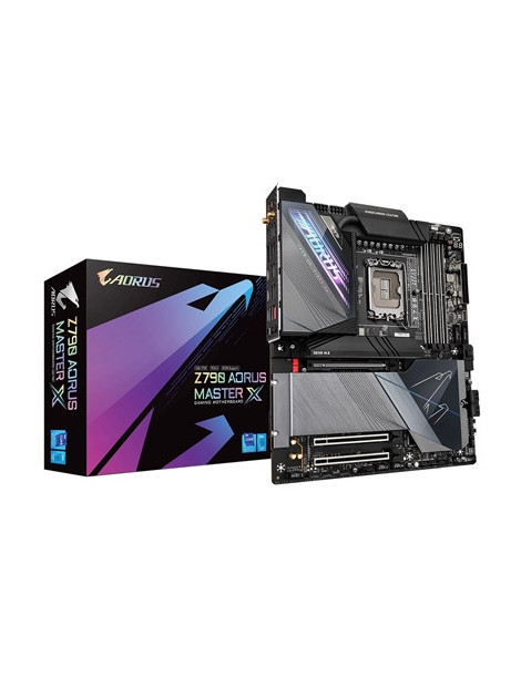 Gigabyte Z790 AORUS MASTER X Intel 1700 Socket Motherboard  E-ATX  4x DDR5 Slots  5x M.2 Sockets  4x USB-C Port  Fitted I/O Shield  10GbE LAN  Wi-Fi 7  1x HDMI Port